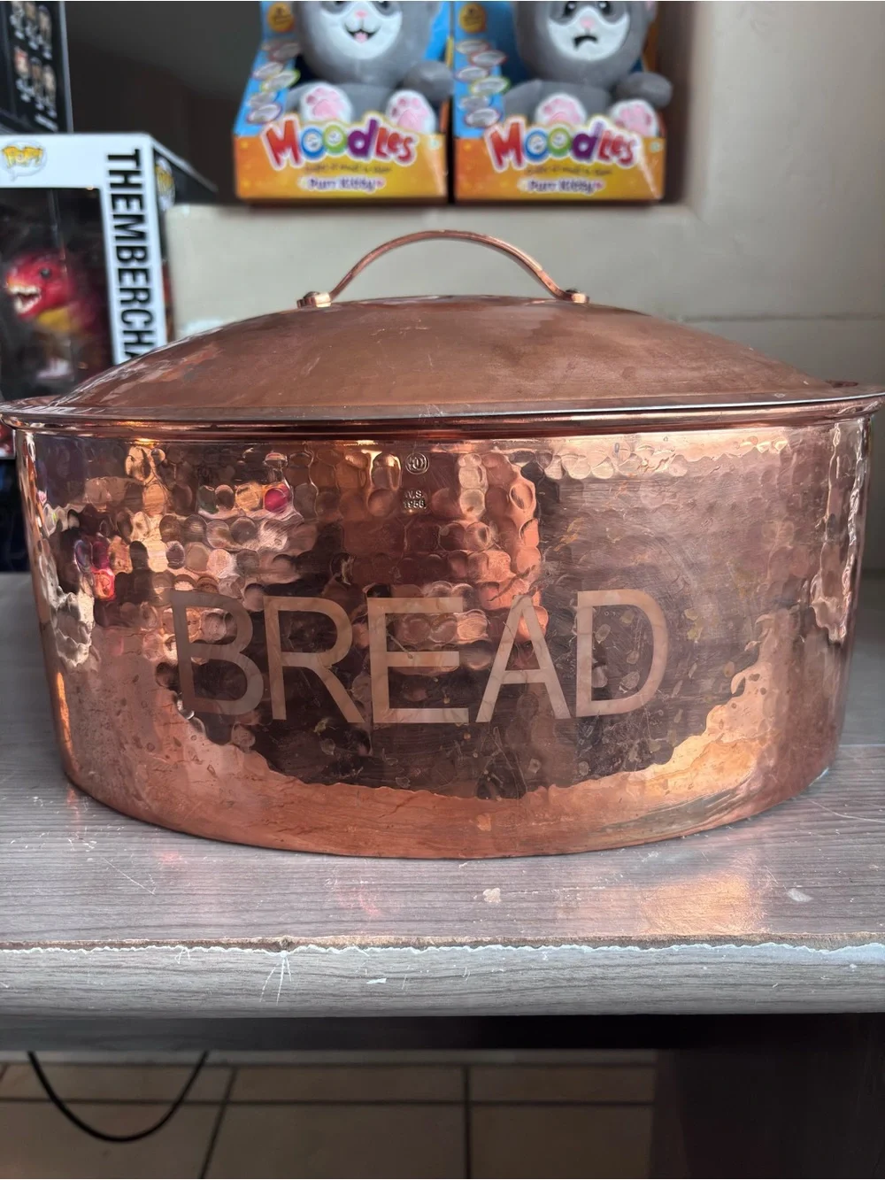 Williams Sonoma Hammered Copper Bread Box Handcrafted Turkey W.S. 1956 Large